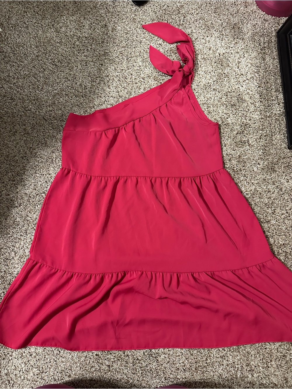One-Shoulder Tiered Fuchsia Dress